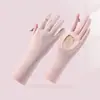 Luvas de Proteção Solar Novo Estilo para Verão, Dirigir ao Ar Livre e Ciclismo, Comprimento Estendido no Pulso, Seda Gelada, Tela Sensível ao Toque, Proteção UV, Design Flip-Top Feminino
