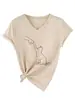 Camiseta de manga corta con cuello en V, linda, divertida y versátil para mujer, con diseño de puño de gatito, de Amazon Wish, comercio electrónico transfronterizo, en stock para usar en capas