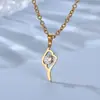 Colgante de Collar de Acero de Titanio con Piedra Tallada y Diamante, Joyería de Moda y Sencilla para Mujer, Cadena para Clavícula, Suministro para Comercio Electrónico, Diseño de Corazón