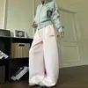 Pantalones de chándal anchos para mujer estilo americano minimalista con bordado de letras, adecuados para bailar y deportes, holgados y versátiles, con caída fluida y dobladillo curvo, pantalones largos casuales
