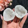 Tigela Tesouro de Geodo de Ágata Branca Marroquina Fatia de Geodo Ornamento Espécime Mineral Pedra Bruta de Cristal Fabricante Atacado