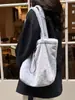 511222 Bolso de Hombro Estampado de Leopardo Retro con Cierre de Cordón Bolso de Lona con Cierre de Cordón Peludo Versátil para Otoño e Invierno Bolso de Hombro