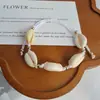 Pulseira de Concha Natural Branca Simples Trançada Estilo Férias na Praia de Verão Pulseira com Pingente de Concha Novo Estilo