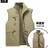 Colete Transfronteiriço M-6XL Outono e Inverno para Homens, Casual com Forro de Fleece, Espessado, Gola Alta, Múltiplos Bolsos, Roupa de Trabalho para Fotografia ao Ar Livre e Pesca