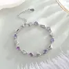 Pulsera Corazón de Océano Chapada en Plata Estilo Bosque Azul Cristalino Azul Literario Pulsera de Corazón Joyería de Amor Incrustada de Circonia de Cobre para Mujer Venta al por Mayor