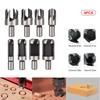 Juego de 8 piezas de cortador de tapones de madera de acero al carbono/broca para tapones de madera/broca para carpintería/broca de espiga de madera redonda tipo garra cortador de tapones de madera de acero al carbono
