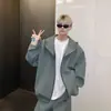 Jaqueta com Capuz de Design de Nicho para o Inverno Masculina 2024 Novo Perfil Solto Cardigan Suéter Jaqueta Esportiva de Alta Qualidade