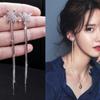 Pendientes largos con borlas de copo de nieve para mujer, ligeros, elegantes, de moda, con diseño de nicho que combina con todo, pendientes sencillos de alta calidad.
