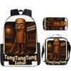 2025 Transfronterizo Nuevo Palo de Madera Tungtungtung Hombre Shan Hai Jing Mochila de Dibujos Animados Mochila Bolso de Hombro Estuche