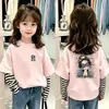 Camiseta de manga larga a rayas para niña, nuevo estilo primavera/otoño, top de cuello redondo moderno para bebés, ropa infantil holgada y casual
