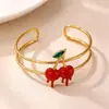 Pulsera de Acero de Titanio con Goteo de Aceite y Oro de 18K, Estilo Océano de Esmalte de Alta Gama, Diseño de Estrella de Mar y Palmera, Brazalete Abierto de Acero Inoxidable de Lujo Ligero