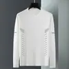 [Envío Rápido] Camiseta de Manga Larga para Hombre, Ropa Interior de Otoño para Hombre, Corte Holgado, Capa Base Elástica, Camiseta Estampada para Hombre