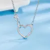 Collar de amor infinito para mujer con circonita, moda, amor, colgante de corazón infinito, cadena de clavícula doble de amor simple, joyería al por mayor