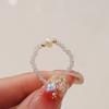 Ins nuevo anillo de perla natural anillo de cristal de color anillo temperamento nicho de alto sentido joyería elástica al por mayor