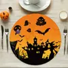 Manteles Individuales de Lino Halloween Transfronterizos Decoración Cocina Restaurante Manteles Redondos Mesa Decoración Fiesta Festiva Manteles Aislantes