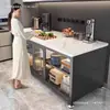 Nuevo estante de almacenamiento de cocina para uso doméstico, gabinete de almacenamiento a prueba de polvo de pie integrado, aparador multifuncional con puerta corrediza y panel de roca