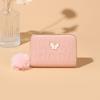 Cartera de mujer con borla de pelo y cremallera versión coreana de todo-partido simple acolchada con costura decorativa de mariposa cartera corta al por mayor
