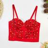 Europeu e americano estilo colete estilo nicho Pure Desire nightclub tubo top frisado diamante brilhante hot girl sling fora vestir Holiday Carnival top fashion