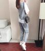 Traje deportivo informal gris para mujer, verano 2021, nuevo, suelto, estilo coreano, falso, de dos piezas, de manga corta, de moda, estilo occidental.