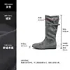 Botas Altas Retro Plisadas Apiladas de 6 cm de Altura para Mujer 2026 Nuevas de Gamuza, Uso Bidireccional, Botas de Media Caña, Botas Vaqueras, Botas de Montura