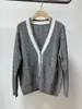 BORBOTIE Ropa de punto para mujer 2026 Primavera y Otoño Nuevo BC Lana de Cachemir Tejido de punto de ochos Bolsillo de color contrastante Cardigan con cuello en V