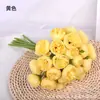 Ramo de 27 rosas artificiales para decoración del hogar y de bodas, ramo de flores falsas color rosa té, arreglo de escena realista de alta gama