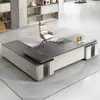 Mesa de Escritório e Cadeira para Chefe Combinação Moderna Simples Mesa Executiva Presidente Gerente Supervisor Mobiliário de Escritório de Alto Padrão