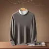 Outono/Inverno 2026 100% Caxemira Pura Masculino Gola Redonda Tricô Suéter de Negócios Camisa Básica Simples Camada Base Jovem