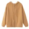 Cárdigan de cachemir con capucha y cremallera, de manga larga, engrosado para otoño e invierno, 100% cachemir para mujer, top cálido, chaqueta sudadera elegante