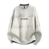 Moletom Acu Masculino com Estampa de Letras em Fleece Marca Tendência Corte Solto Falso Duas Peças Gola Redonda 2026 Outono Inverno Top Engrossado