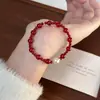 Vermelho como a NeveÁgata Vermelha Natural Pérola de Alto Brilho Cristal Pulseira Pulseira Vermelha para o Ano do Cavalo