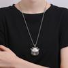 Colgante de gato de la suerte nudo chino retro para mujer Plata tailandesa Hueco personalidad temperamento gato de dibujos animados collar estilo étnico