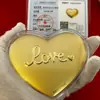 Bolo Shuibei Coração Dourado 520 Dia dos Namorados Bolo de Ouro Puro 999 520Mg Formato de Coração Ornamento Criativo Presente