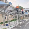 Toldo de estructura de acero paisajístico para parques escolares y zonas de ocio, construcción de toldo metálico con estructura de acero hecho a medida