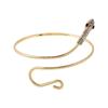 B3039 Moda Europeia e Americana Geométrico Aberto Pulseira de Braço Dourada, Design Único de Nicho em Forma de Cobra Cravejada de Diamantes