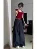 Jeans Rectos Holgados para Mujer, Primavera, Otoño, Invierno 2025 Nuevo Estilo, Tiro Alto, Adelgazantes, Para Bajitas, Pierna Ancha, Pantalones Largos hasta el Suelo
