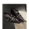 Moda Retro Francesa com Design de Rebites, Sapatos Quadrados Elegantes e Estilosos, Aumentam a Altura, Versáteis e Modernos Sapatos de Couro