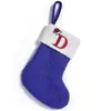 Calcetines de Navidad Lindos con Letras y Colgante Pequeño de Lana Azul Tejida Decoraciones para Calcetines de Navidad Transfronterizos Nuevo Producto
