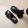 Hebilla Metálica Mocasines para Mujer Otoño 2026 Sin Cordones Suela Gruesa Versátiles Zapatos de Una Pieza para Persona Perezosa Nuevo Estilo Británico Tacón Grueso Zapatos Pequeños de Cuero