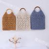 2026 En Stock Verano Mango Redondo de Ratán Cuerda de Algodón Bolso Hueco Estilo Simple Fresco Bolso de Playa para Mujer