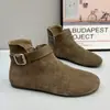 Otoño e Invierno Nuevas Botas Martin de Felpa Cálidas con Cremallera Lateral de Suela Plana para Mujer Estilo Francés Retro Cómodas Versátiles Estilo Birkenstock Botines