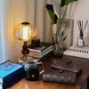 Lámpara de Mesa Vintage de Madera Maciza con Interruptor Táctil Recargable, Adecuada para Estudio, Dormitorio, Mesita de Noche, Luz Nocturna Decorativa de Ambiente