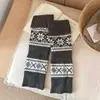 Cubiertas para Calcetines Fair Isle de Otoño e Invierno, Calcetines de Punto Holgados Estilo Bosque Retro, Combinados con Botas de Nieve, Calentadores de Pantorrilla de Invierno Engrosados y Cálidos