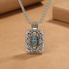 Collar de cuentas del Cielo de nueve ojos con mantra de seis palabras para hombres y mujeres estilo étnico retro joyería artesanal de plata tailandesa y epoxi