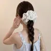 Goma de pelo scrunchie vintage versátil extragrande para adultos, elegante scrunchie floral para coleta