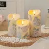 Vela Digital LED Luz de Chama Artificial Luz de Atmosfera Romântica Luz de Vela Decorativa com Padrão de Hortênsia Criativo Atacado