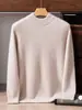 Novedad Otoño 2026 Suéter de Cachemir de Punto Doble para Hombre de Cuello Alto Medio Pulóver de Negocios Camisa Base 100% Cachemir