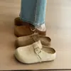Novos Sapatos Birkenstock Femininos Outono 2026 com Aumento de Altura Oculto, Bico Fechado, Para Usar na Rua, Sola Grossa Macia Tipo Nuvem, Meio Chinelo Birkenstock para Pessoas Preguiçosas