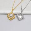 S925 Prata Base Quadrada Corretivo Baotou Pingente Colar Pingente Feminino 9-10 Pérola diy Acessórios Base Vazia Semi-acabado 854