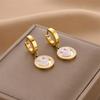Aretes transfronterizos de acero de titanio que no se decoloran de Europa y Estados Unidos aretes Acero dorado oro rosa aretes de acero inoxidable joyería al por mayor